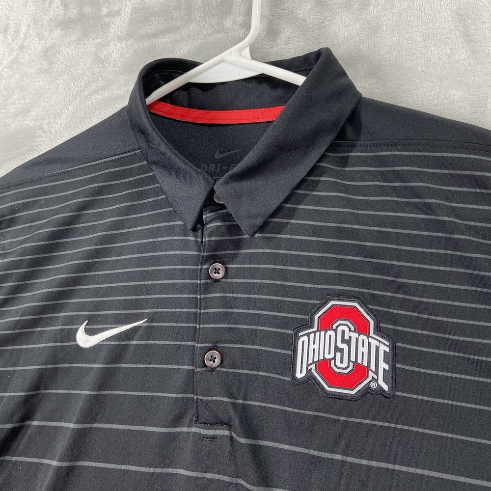 Nike Ohio State Buckeyes Polo Shirt Mens Medium Dri-Fit Short Sleeve Pullover